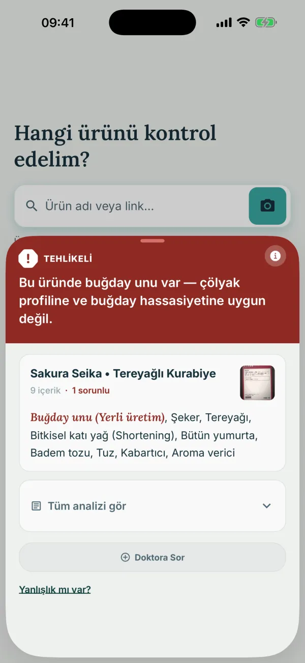 Japonca Tereyağlı kurabiye etiketinin Vilu sonuç ekranı